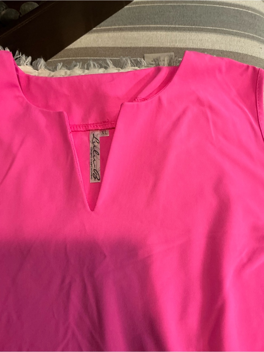 Lulu - B Solid UPF50 + Split Neck Sleeveless top in Hot Pink